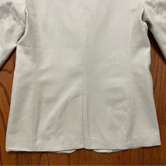 NWT LOFT neutral cotton linen blend single button blazer size 00 P petite - Picture 8 of 13
